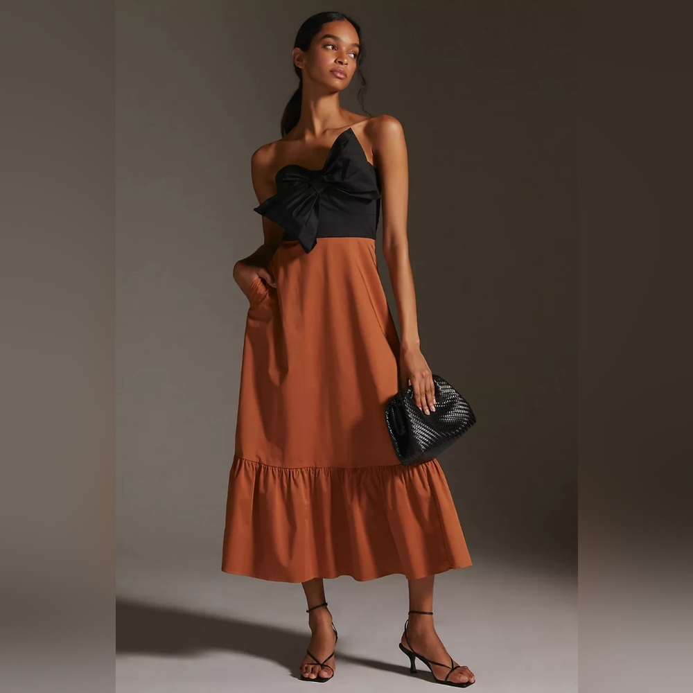 Color-Blocked Bowtie Maxi Dress- worn once